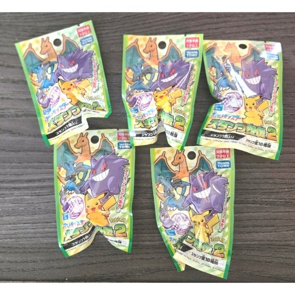 Pokemon Stamp Retsuden 2 Blind Bag Lot (5 Packs) Takara Tomy Japan Import